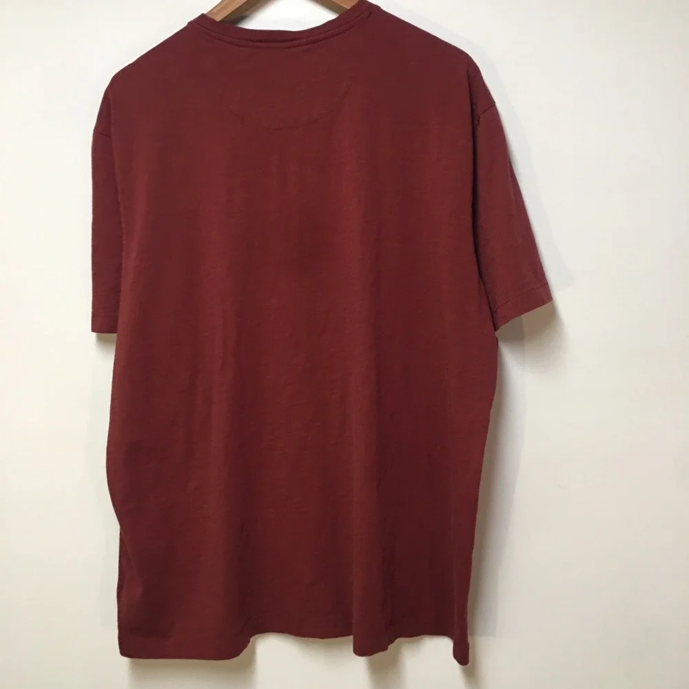 Even Tide Henley Shirt Mens XXL Red Short Sleeve 100% Cotton Peruvian Slub - Picture 2 of 9